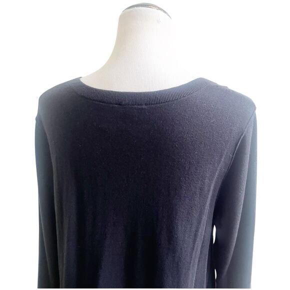 Lori By Lori Goldstein Assymetrical Tunic Sweater Cotton Cashmere Large Black - Picture 5 of 7